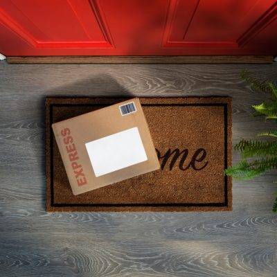 Express,Parcel,Delivery,Outside,Front,Door.,Overhead,View.,Add,Your